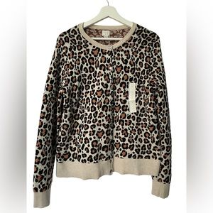 Leopard Print Cardigan L NWT